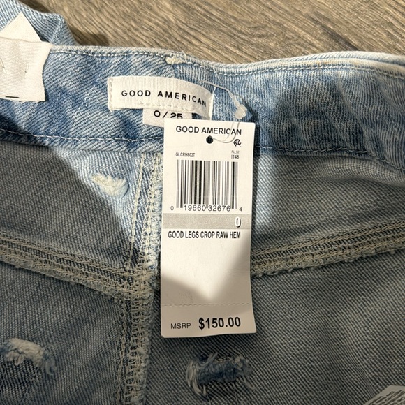 NEW • Good American • Women’s Good Legs Crop in Indigo148 Distressed Blue 0 / 25 - Picture 5 of 5